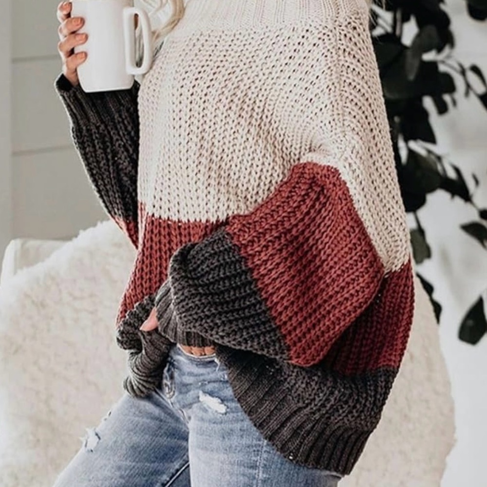 Colorblock Off-Shoulder Sweater - Picture 2 of 5